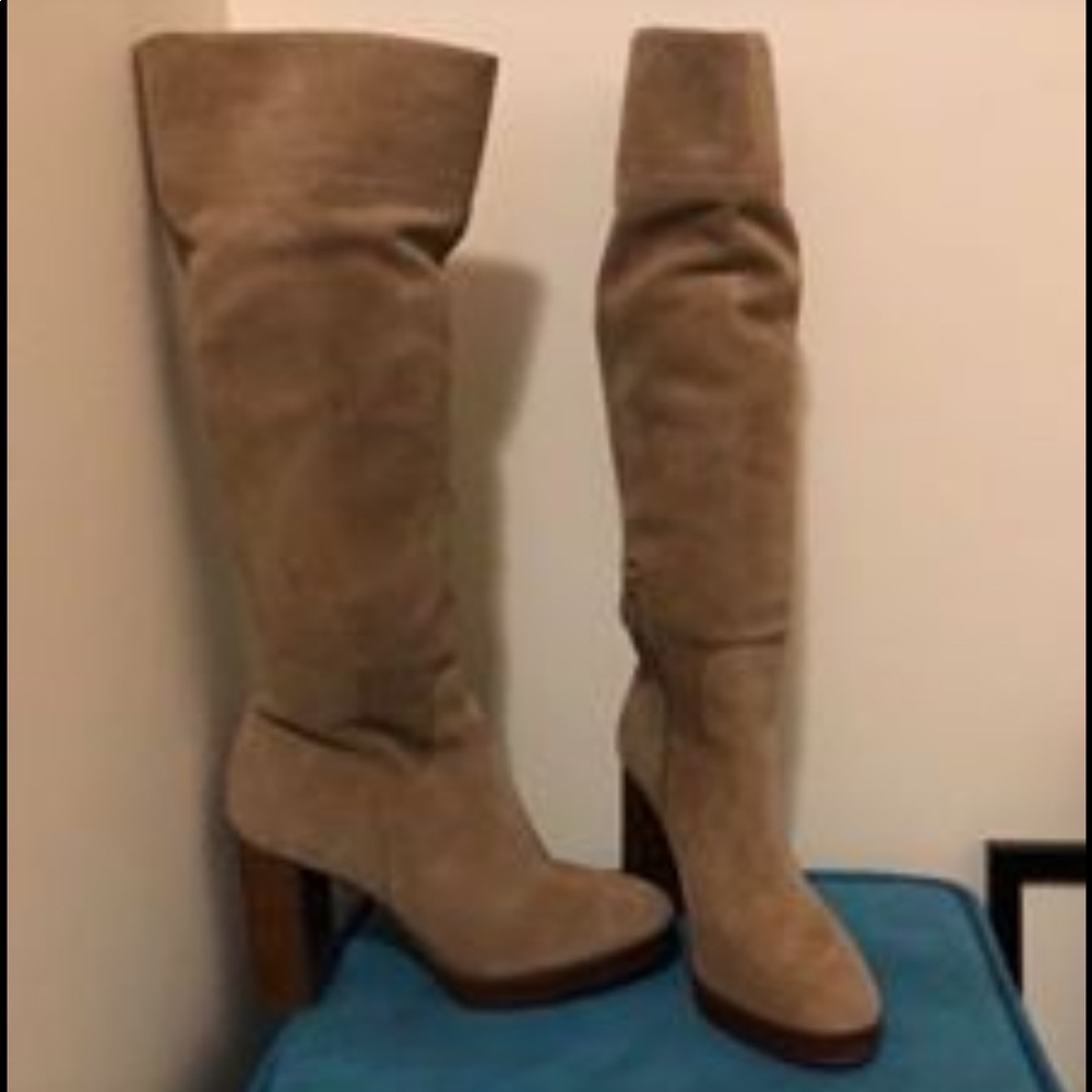 Knee high suede boots